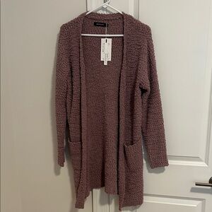 Cozy Mauve Open-Front Cardigan